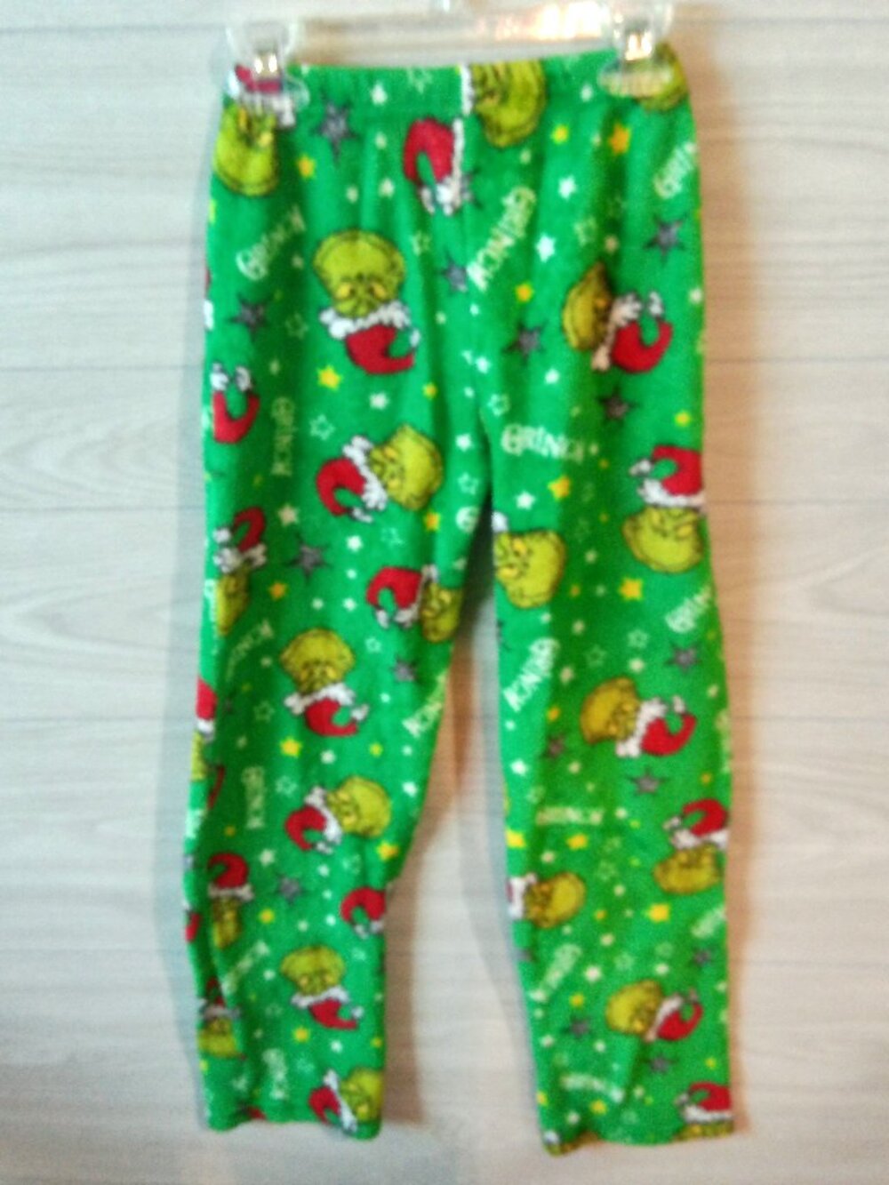 Grinch Christmas Pajama Pants Fleece Green Kids Size Large Polyester Dr. Seuss